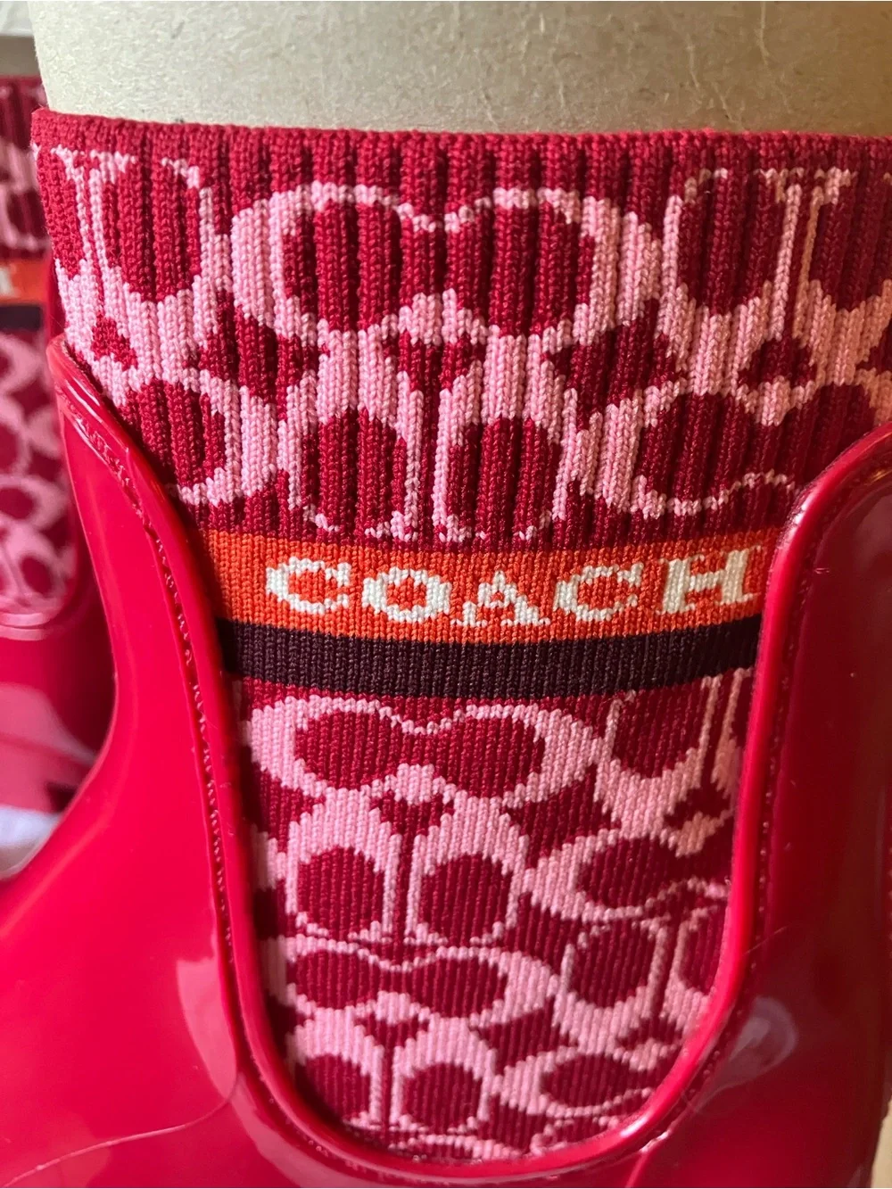 Coach: Red “Candy Apple”Rivington Rain Booties Boots- 7
